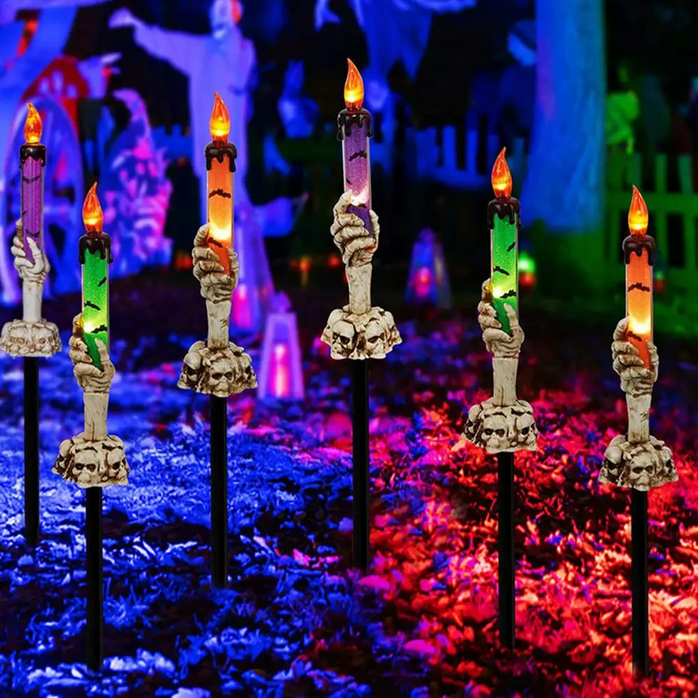Zewnętrzne lampki na Halloween, wodoodporne solarne lampki do ogrodu w kształcie choinki, dyni, na szpikulec, dekoracje Święty Mikołaj, kruk, czaszka, panda.