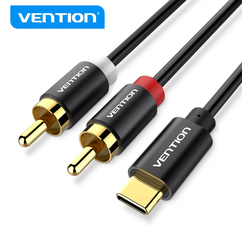 USB firmy Vention C do 2 kabel Audio RCA typ adaptera C do złącze RCA Audio przewód Aux do głośnika wzmacniacz do kina domowego TV DVD