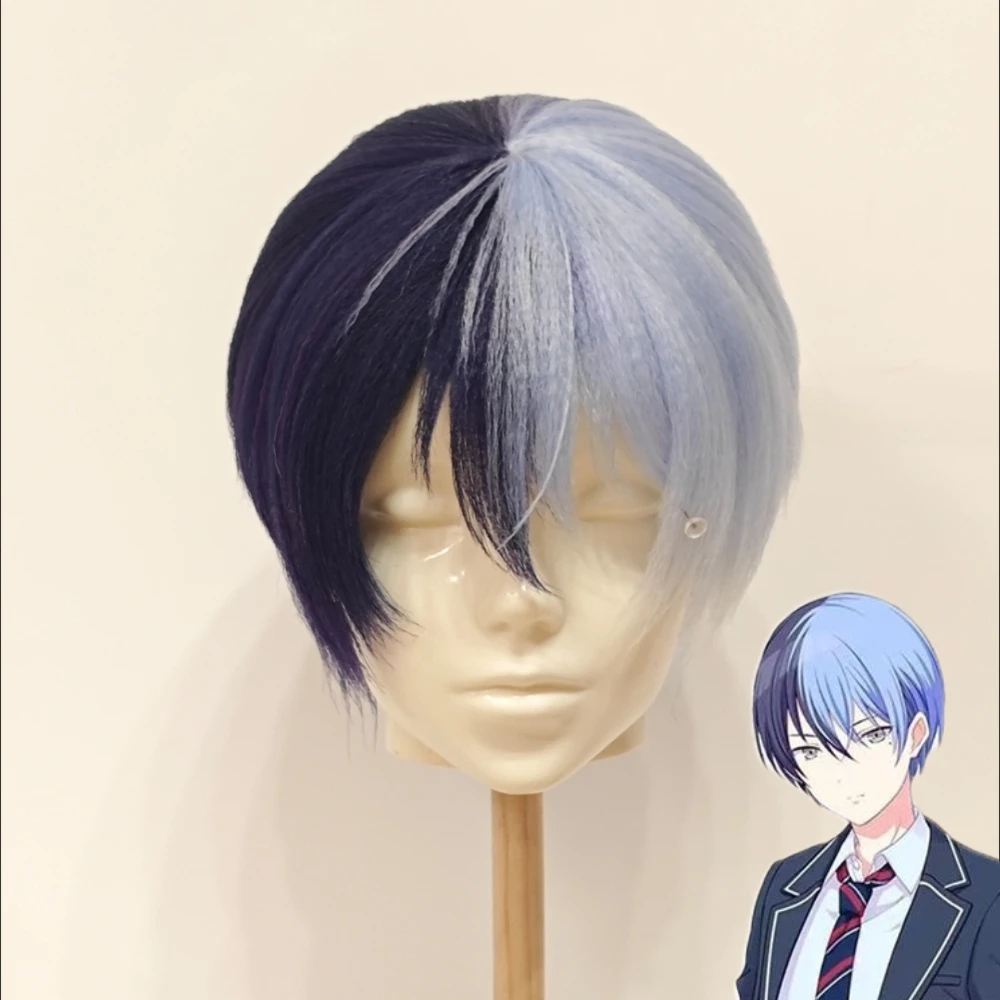 Aoyagi Toya Cosplay Wig Short Hair with Simulated Scalp Top Rose Net Inner Cap Heat Resistant Synthetic Fiber Wig for Halloween