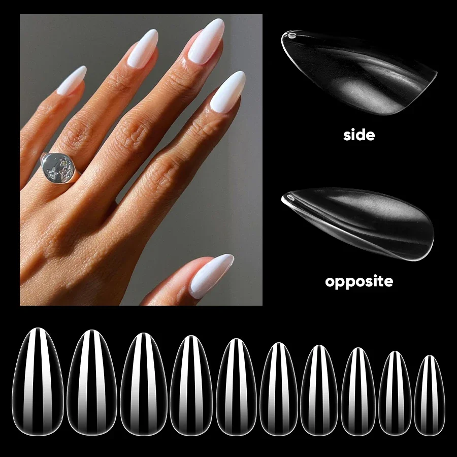 2024 New Advanced Acrylic Almond Shape Classic New False Nails Professional Press on Nails Full Cover Natural Art Beauty Nail