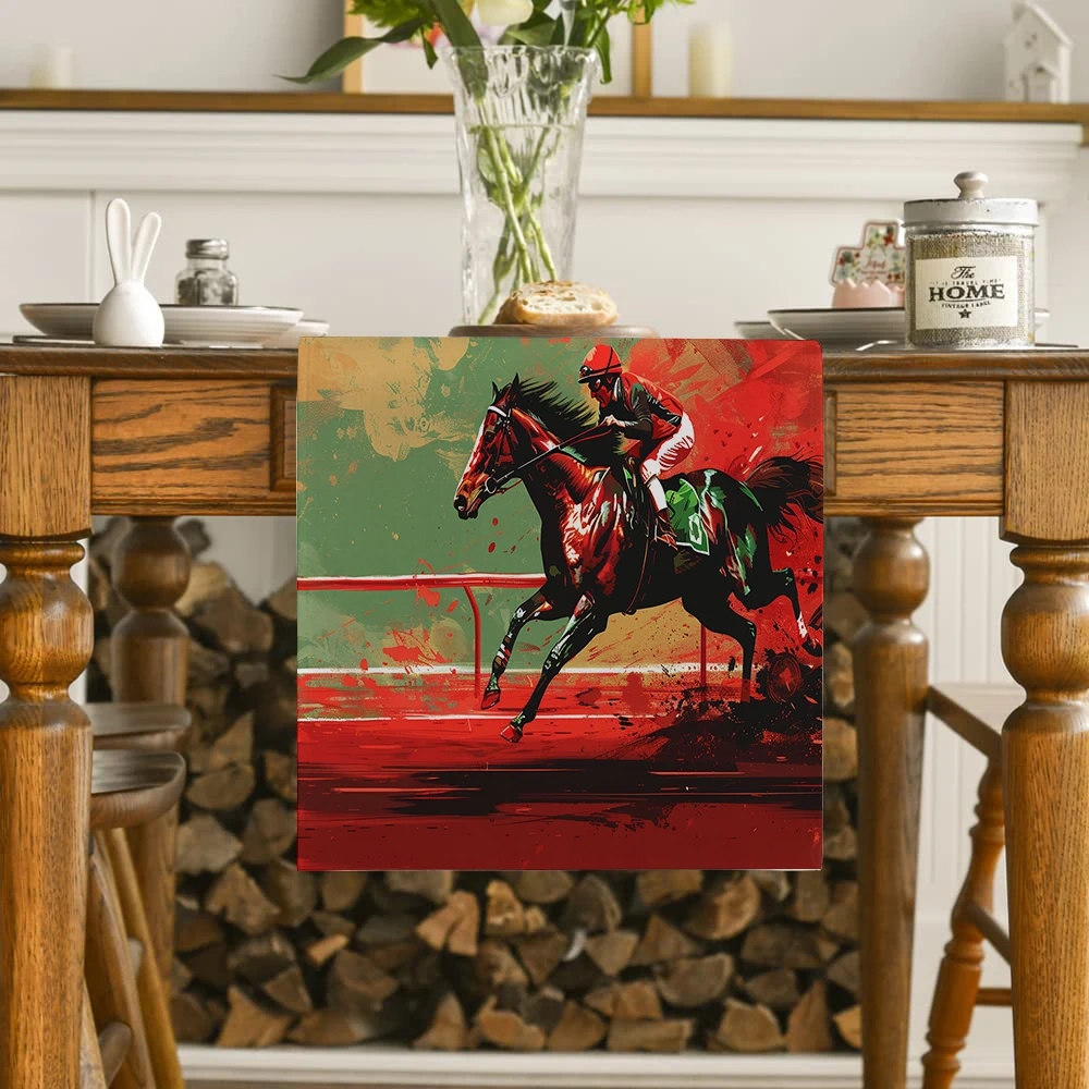 Horse Racing Horse Rider Race Waves Table Runners Dresser Table Decor Washable Kitchen Dining Coffee Table Runner Party Decor