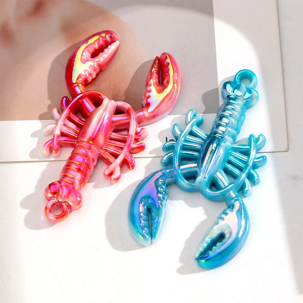 5 Pieces AB Color Acrylic Lobster Pendant Jewelry DIY Necklace Keychain Mobile Phone Decoration Accessories