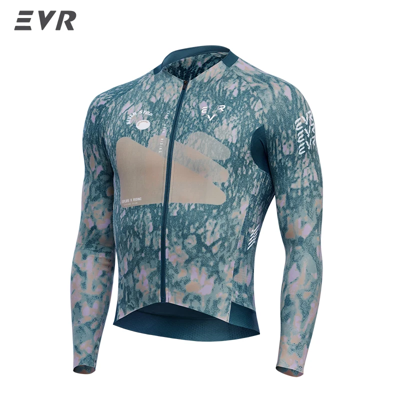 EVR Fietsshirt Lange mouwen Heren Hoogelastisch Ademend Wegfietsshirt Zweetafvoerend Sneldrogend MTB Fietsshirt