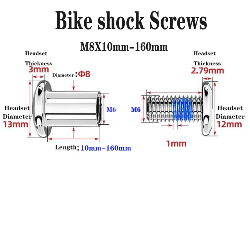 Kalosse Suspension M8 Bike Rear Shock Screws, Bike Lockable Bolts, Stainless Strong Screws