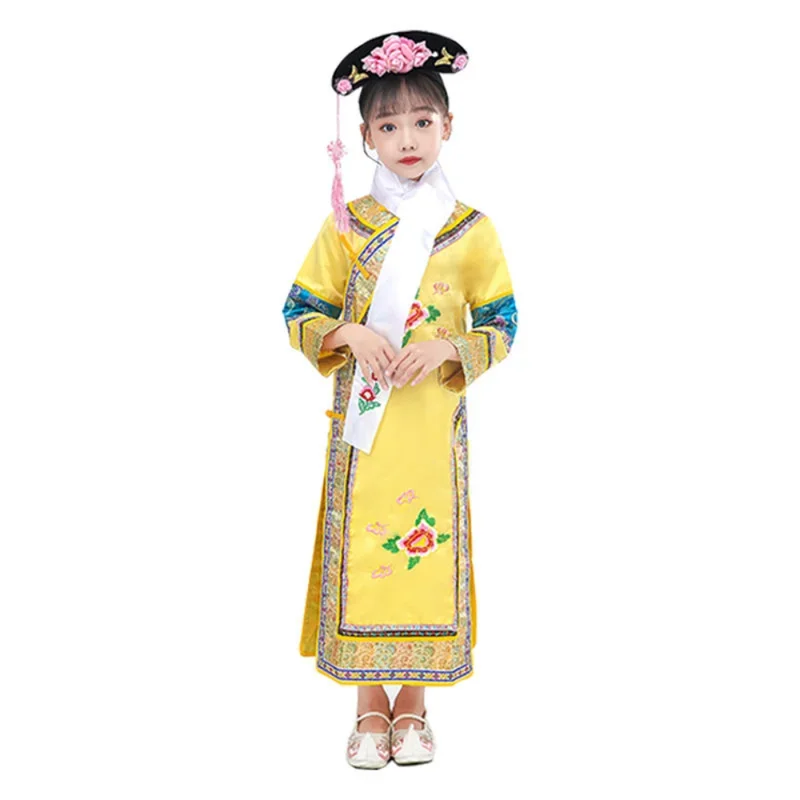 Size 3 9 12 Halloween Clothes for Kids Qing Dynasty Manchu Ancient Costume Children Costumes Chinese Traditional Dress for Girls