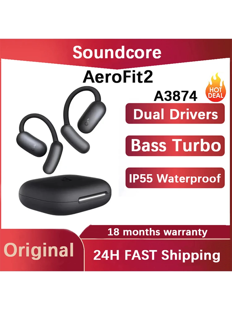 AliExpress TRN Wireless Bluetooth Earphone Original Soundcore Aerofit 2 Open Ear Air In-Ear Open Adaptive Earhooks Sports Ease And Cycling