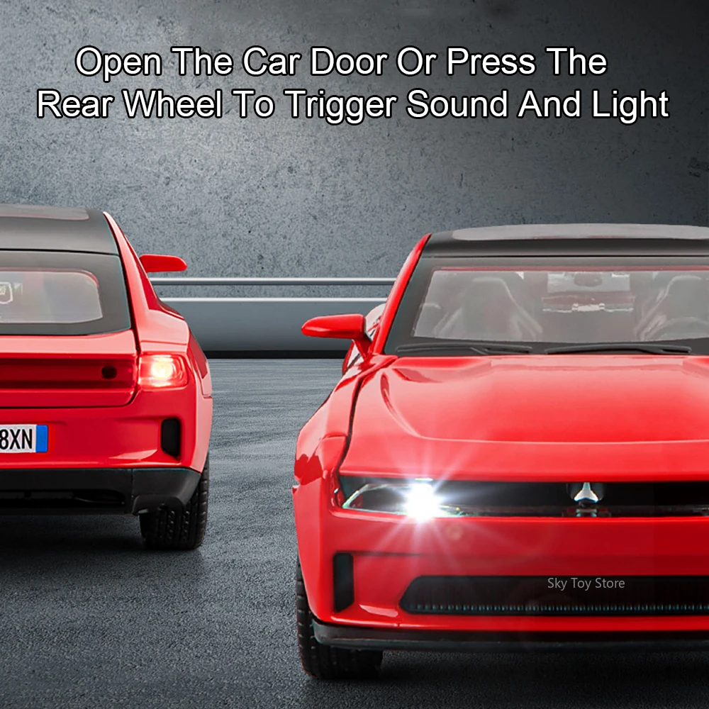 Cargador Challenger SRT 1:32 ‌   Modelo de coche deportivo de aleación fundida, juguetes con puertas abiertas, luz de sonido, vehículos extraíbles para niños, regalo para Amiga