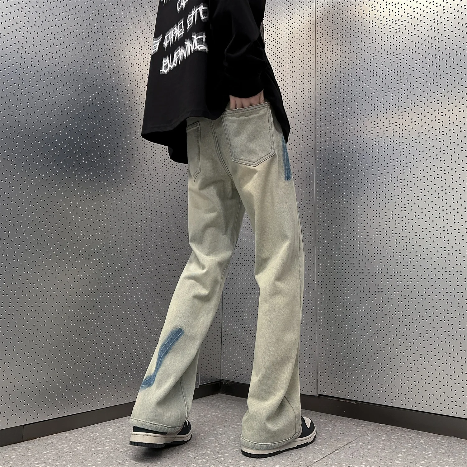 

Мужские джинсы American High Street Yellow Mud: прямые и широкие брюки в стиле ретро для весны и осени от модного бренда