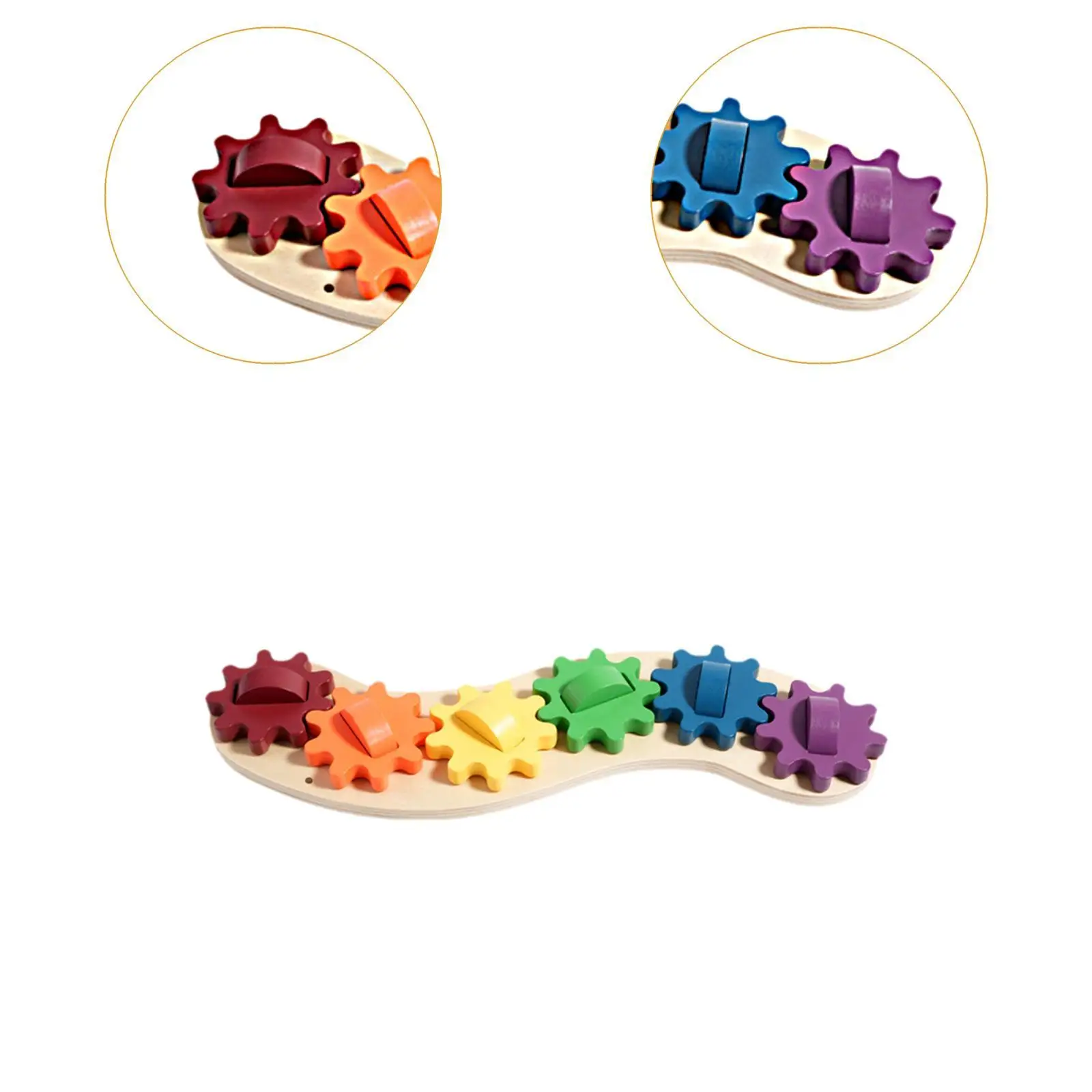 Placa de atividades educacionais de madeira para crianças, acessório interativo resistente 30x7cm colorido com 6 engrenagens rotativas, superfície de desenho diy