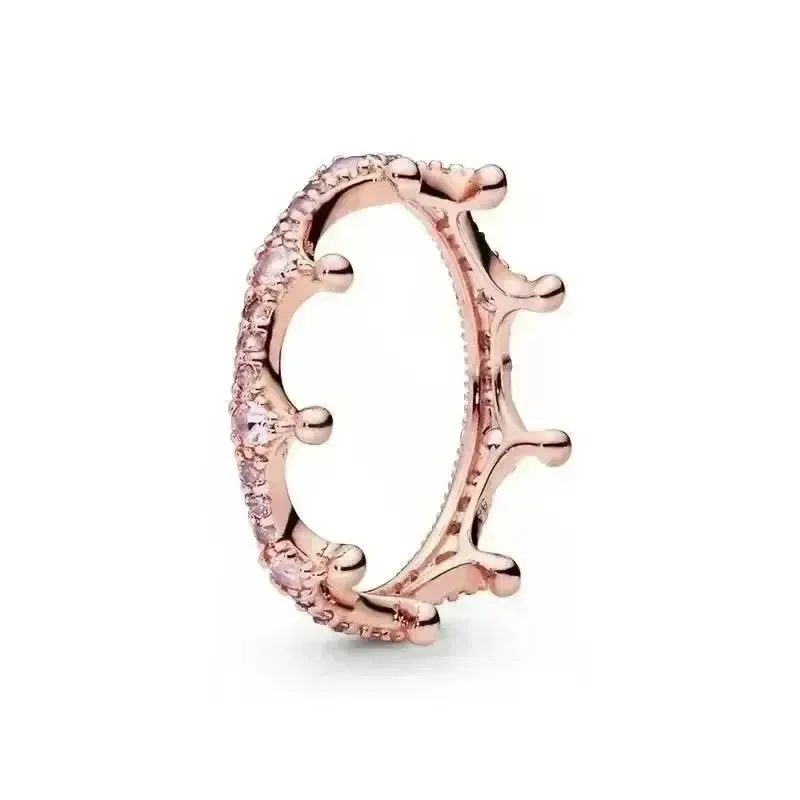 Hotselling 925 Sterling Zilver Exquise Rosegoud Glinsterende Hartvormige Damesring Sieraden