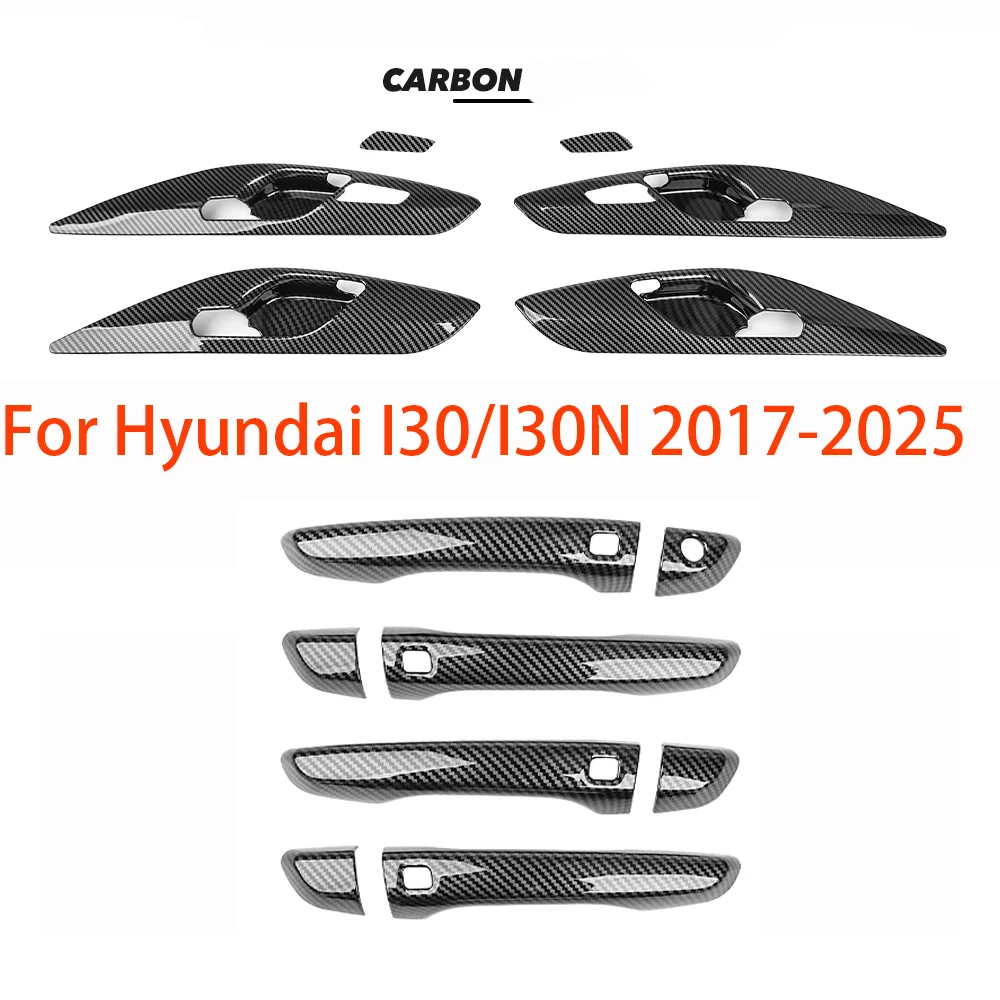 

Для Hyundai I30/I30N 2017-2025 (левый руль), 4 шт., накладки на дверные ручки из АБС-пластика под карбон, защитные чехлы, автоаксессуары
