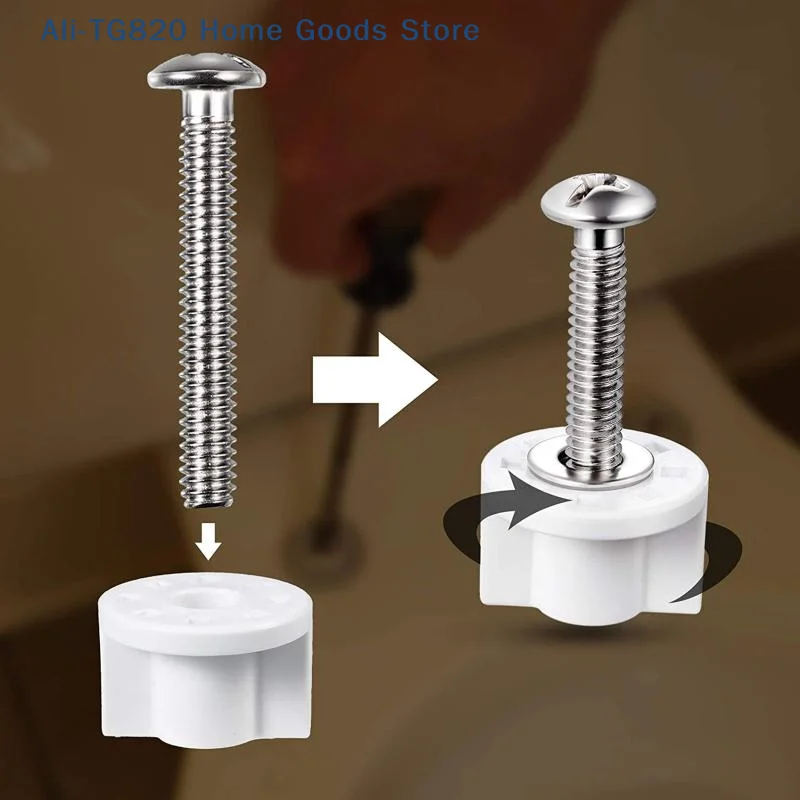 [TG820][W] 2Pcs M6 Toilet Seat Hinge Bolt Screw Fixings Replacement Parts Top Mounted Hinge Toilet Seat Repair Parts