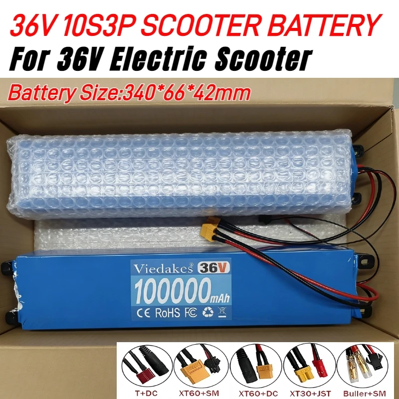 

10s3p 36v 10ah scooter battery for xiaomi m365 36v electric scooter,with BMS XT60+SM,XT30+JST 36v battery lithium fast shipping