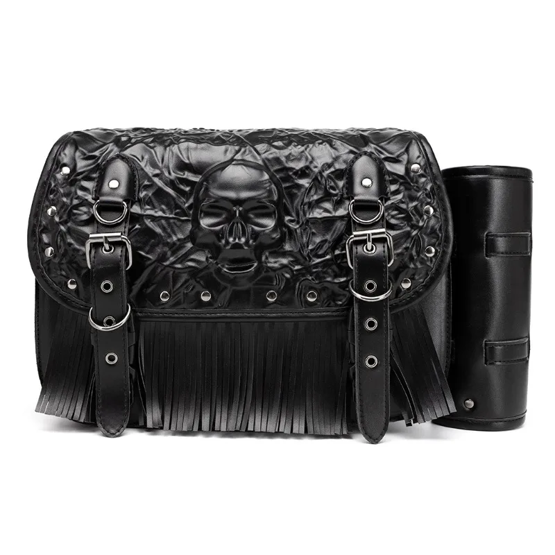 

Prince Cruise Heavy Harley Side Bag, Punk Skull Head Rivet Side Bag