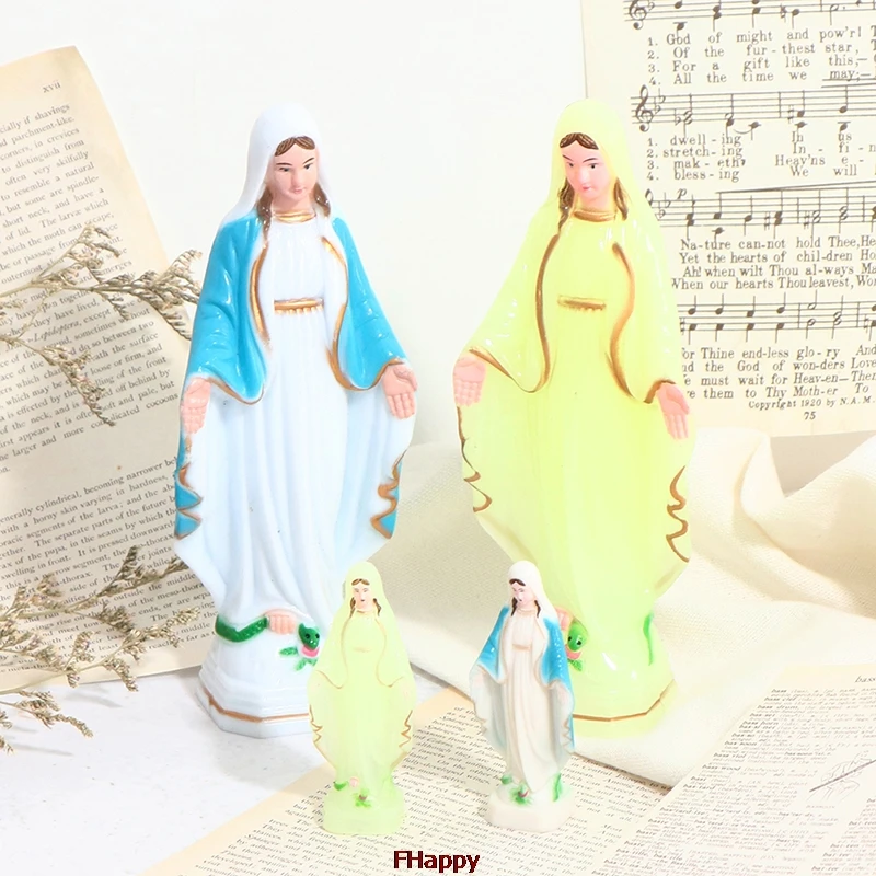 Catholic Virgin Mary Statue Figure Handmade Figurine Religious Gift Xmas Desktop Home Decorative Ornaments