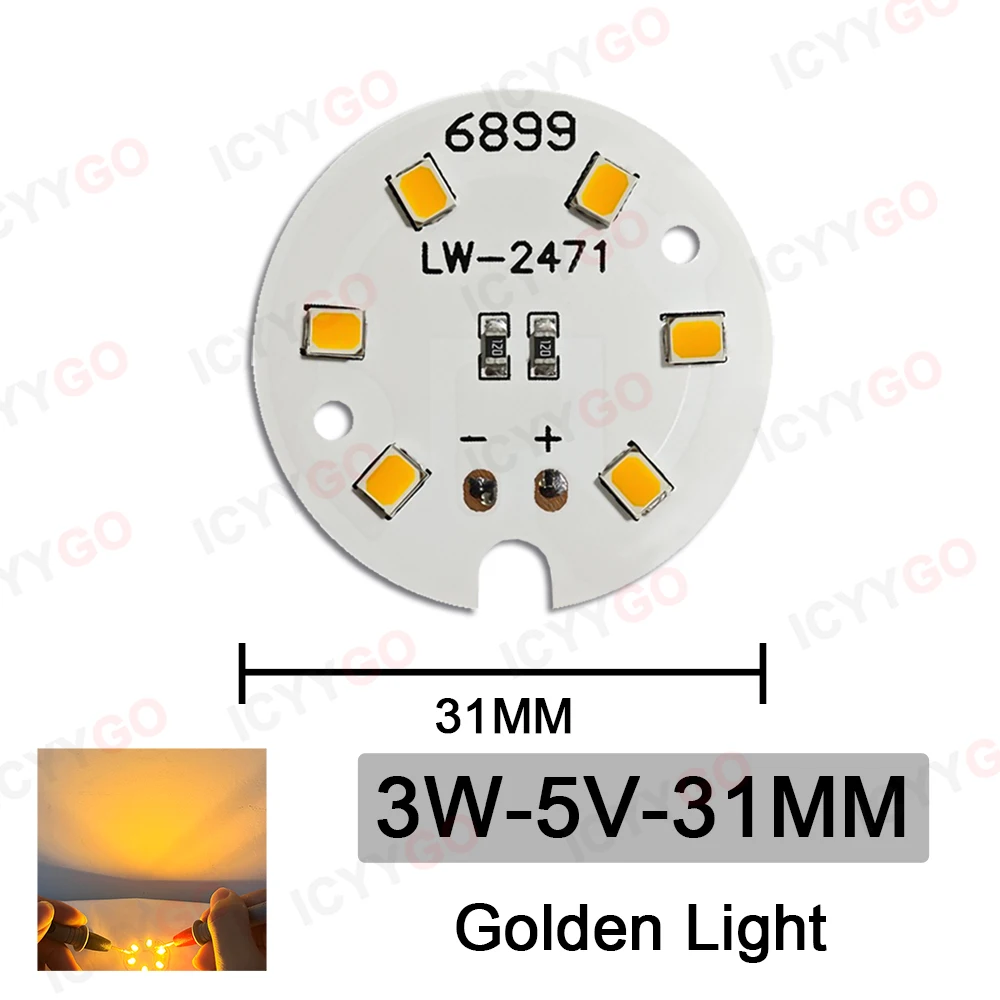 5V Lamp Panel Low Voltage LED Lamp White Warm Light Yellow Light 31MM Salt Lamp Crystal Beech Wood Night Light Base Light Source