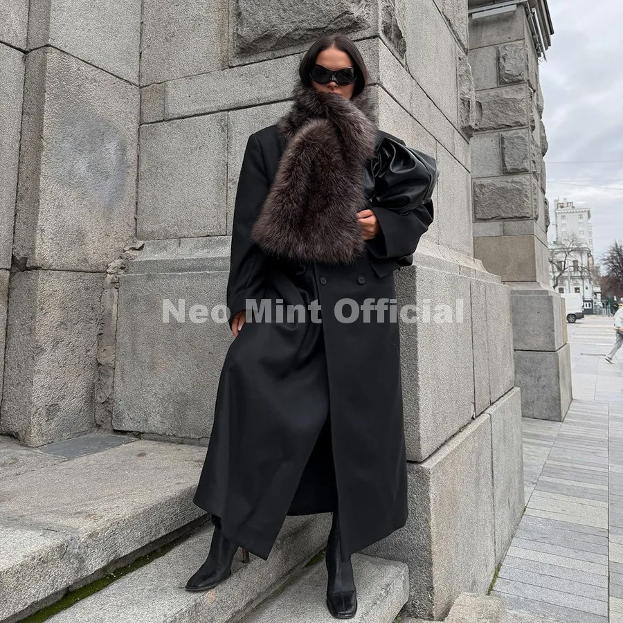 Neo Mint Luxury Brand Designer Brown Gradient Faux Fur Stole Scarf Women 2026 Winter Windproof Fuzzy Neck Warmer Fox Fur Scarves