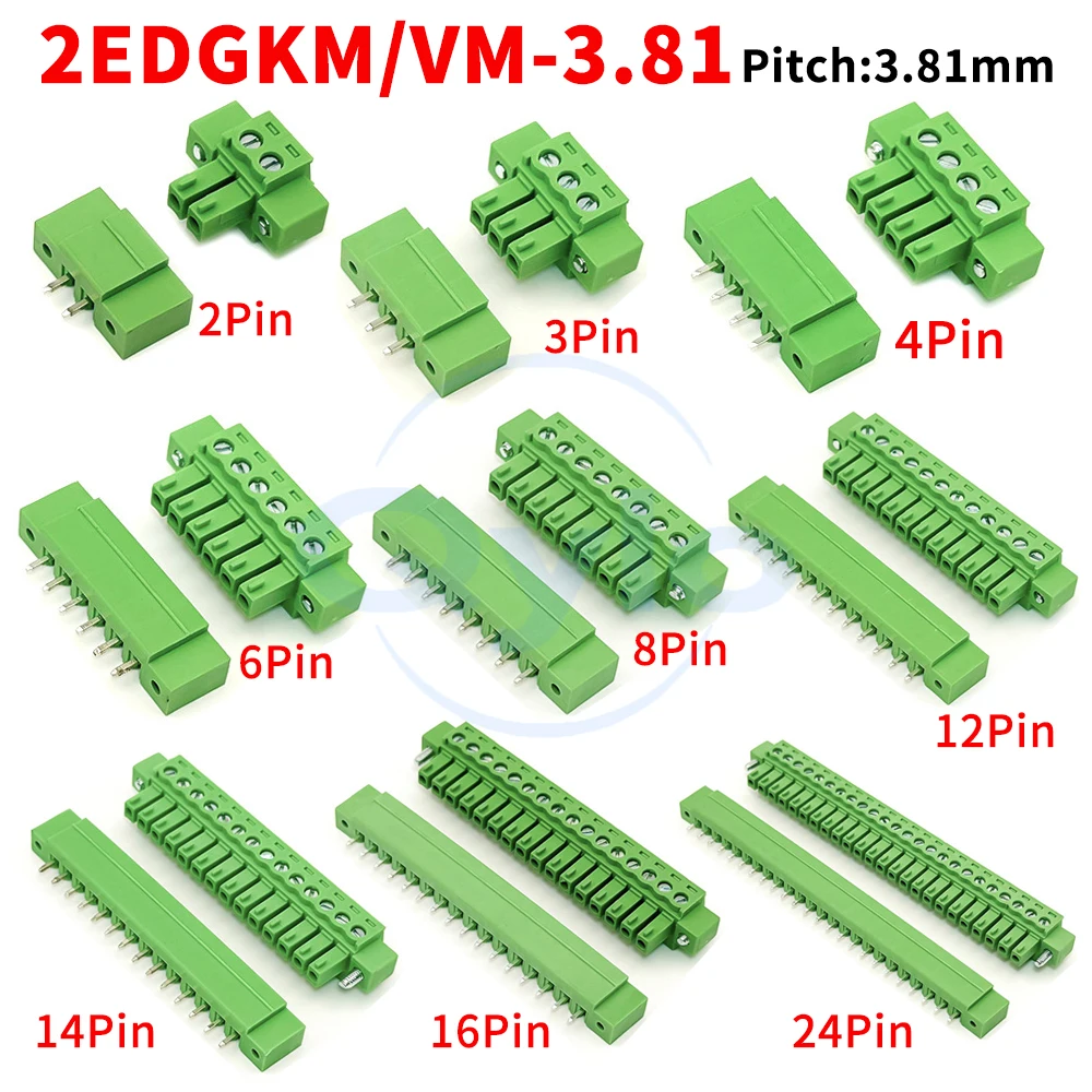 (1 Set) KF 2EDGKM 2EDGVM - 3.81mm plug-in terminal block with flange 15EDGVM/RM - 3.81mm locking screw fixing 2~24P