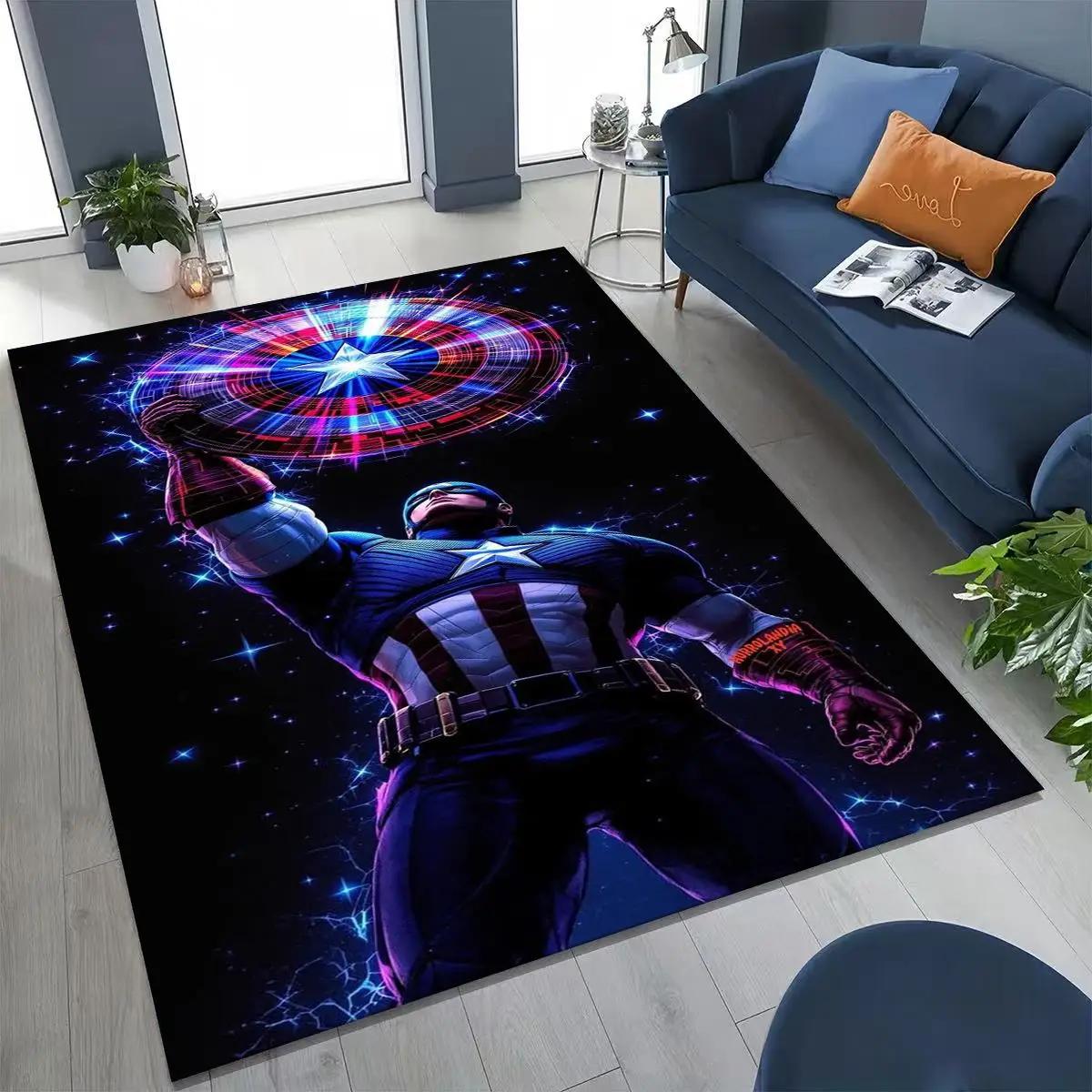 

3D Avengers Captain America Spider Man Marvel Cartoon Rug for Bedroom Living Room Sofa Home Doormat Decor,kid Non-slip Floor Mat