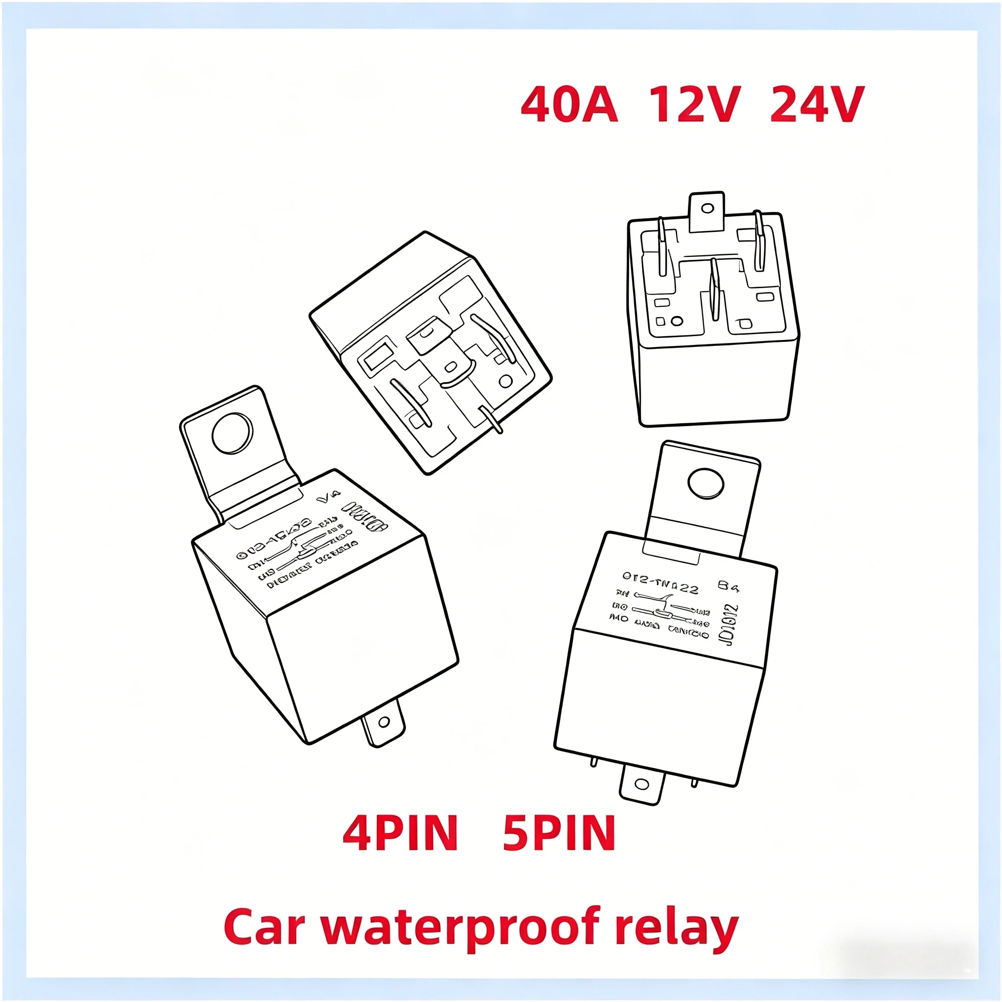 40A Automotive Relay 12V 24V 4pin 5Pin Car Relay with Relay Socket JD 1912 1914 2912 2914 Universal Modification and Maintenance