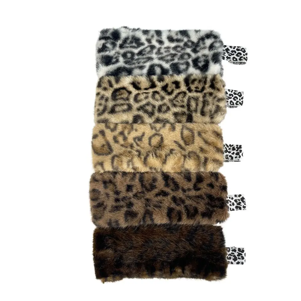 High Quality Faux Fur Faux Fur Headband Soft Stretchy Band Winter Ear Warmer Stretchable Leopard Print Elastic Hairband