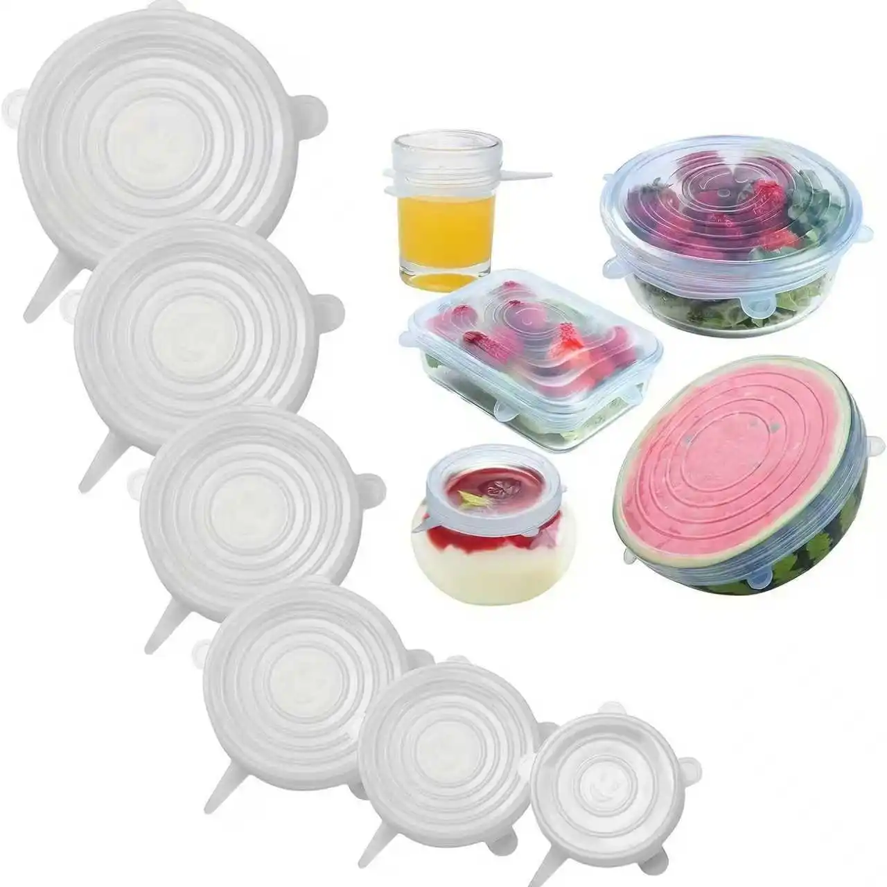 Reusable Food Storage Covers - 6pcs Colorful Silicone Stretch Lids - 2.5