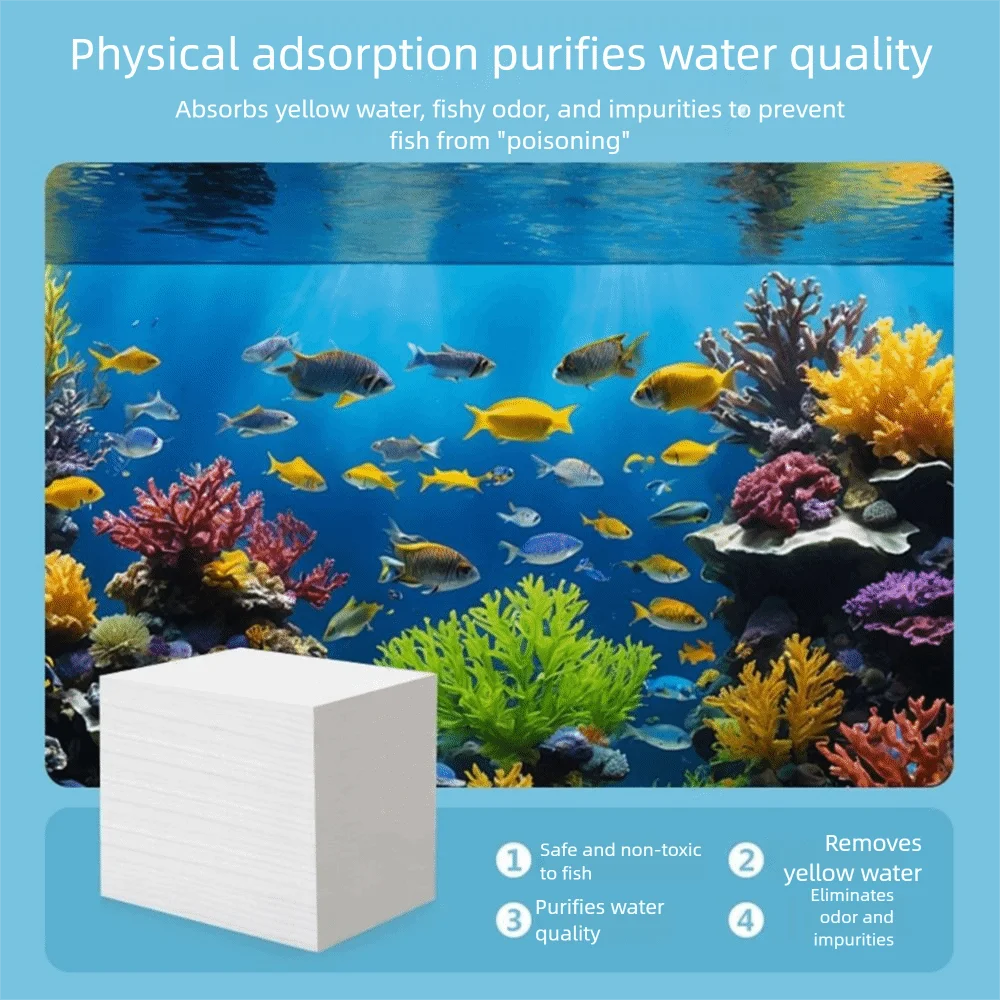 

100Pcs Water Purification Aquarium Water Purification Paper De-yellowing Fish Deodorizing Water Polishing Filter Pad