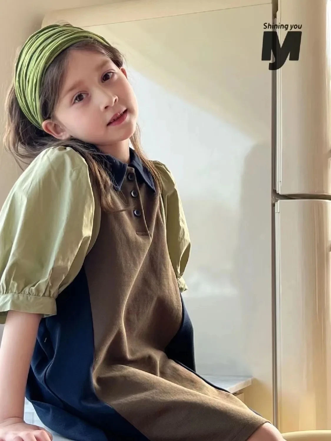Summer Fashionable New Baby Color Contrast Panel A-line Skirt Children Short sleeved Princess Dress Children Clothing