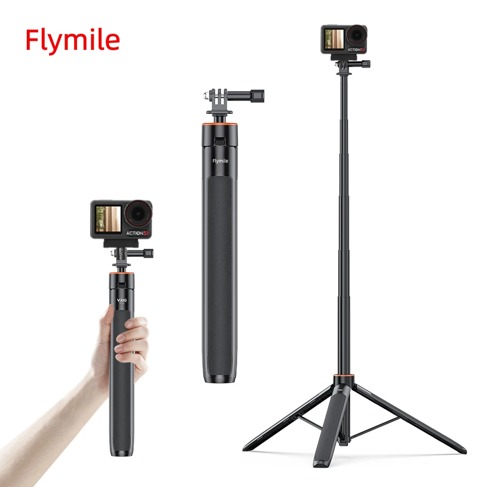 

Flymile Selfie Stick Tripod Portable Vlog Handle Grip Stand for DJI OSMO/Action 5 Pro Accessories 54.33" Extendable Rod