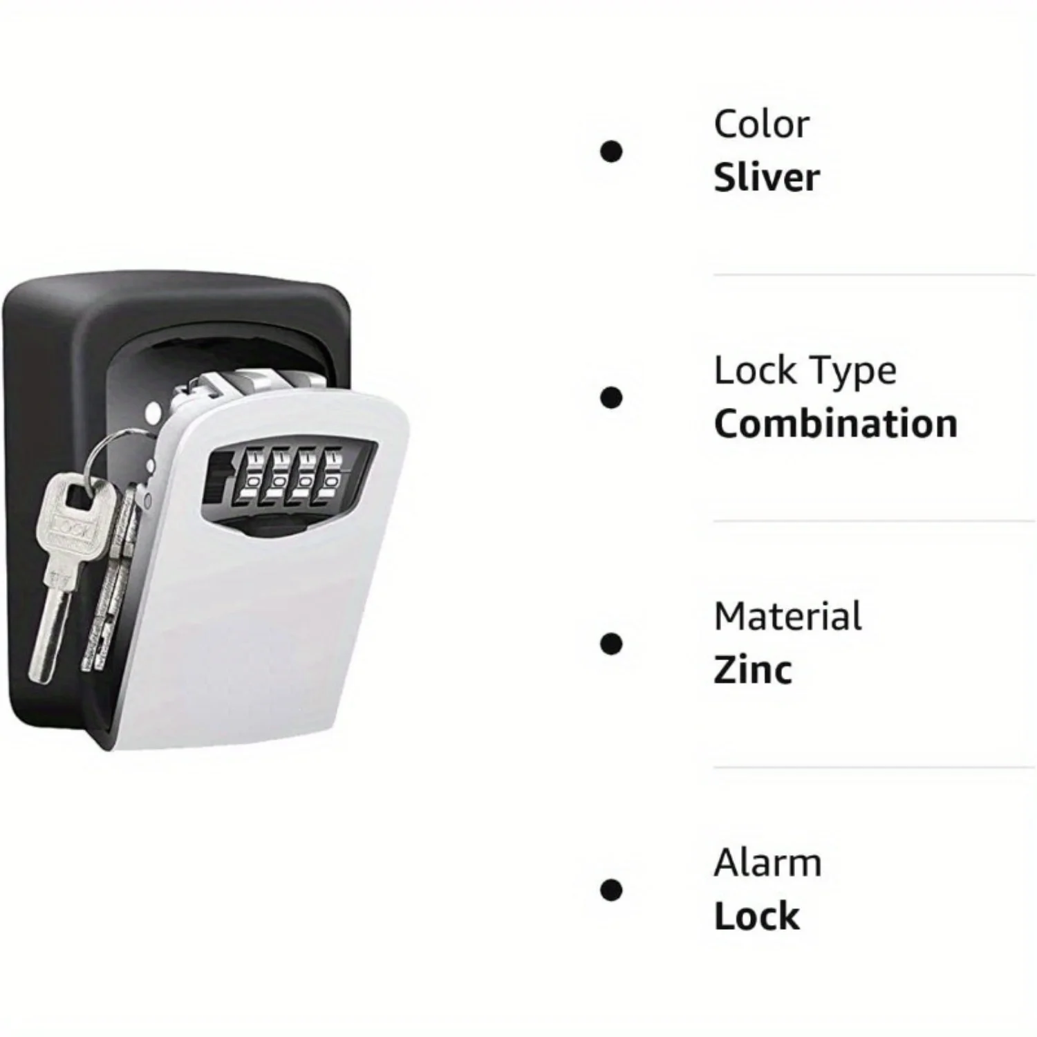 Key Lock Box, Wall Mounted Outside 4 Digit Zinc Alloy Key Safe, Portable Weather Resistant Hide a Box for Spare Keys Escape room