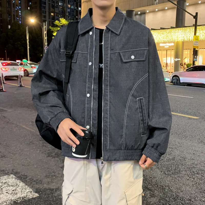 

Популярная ветрозащитная джинсовая куртка, дышащая удобная мужская одежда, модные парки в повседневном стиле, высокое качество, на молнии, Roupas Masculinas