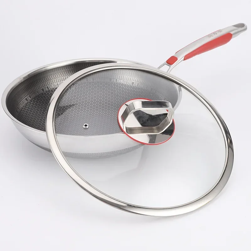 Stainless Steel Wok Honeycomb Non-stick Pan Micro-oil Smoke Stir-fry Household Wok Wholesalen29