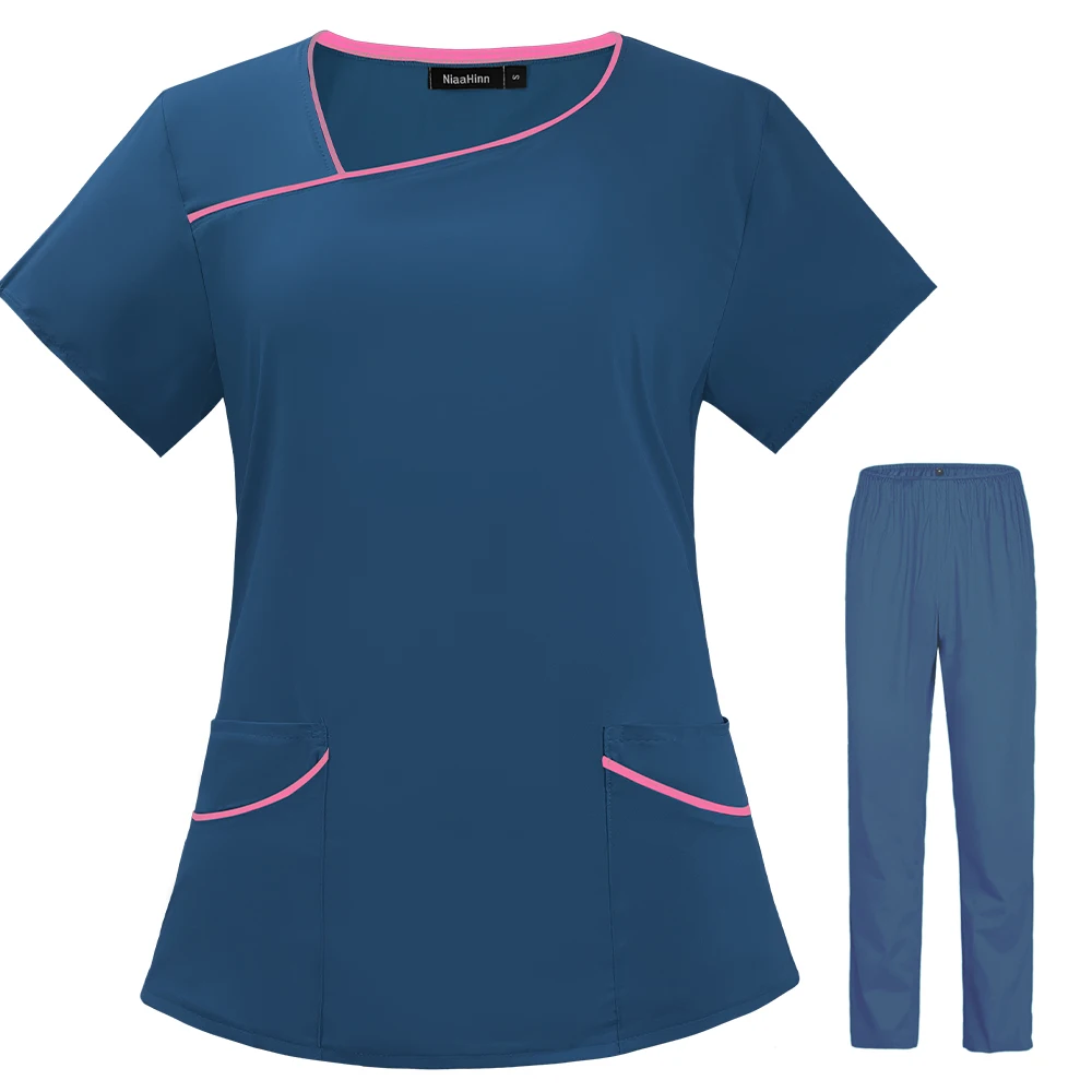 صالون تجميل وزرة الصيف قصيرة الأكمام الزي الطبي الأطباء الممرضات السريرية ملابس حريمي الحيوانات الأليفة الدعك الإناث التمريض الدعاوى