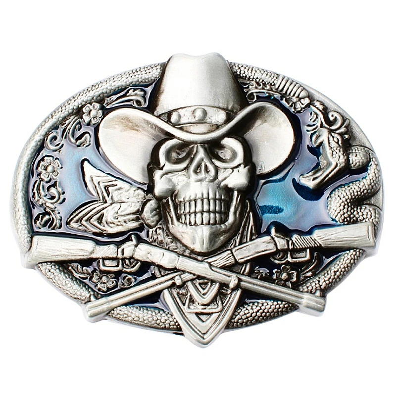 DIY Belt Buckle Head West Cowboy Gun Skull Belt Buckle Metal Skull Head Belt Wild Western Style Diy Belt Accessories