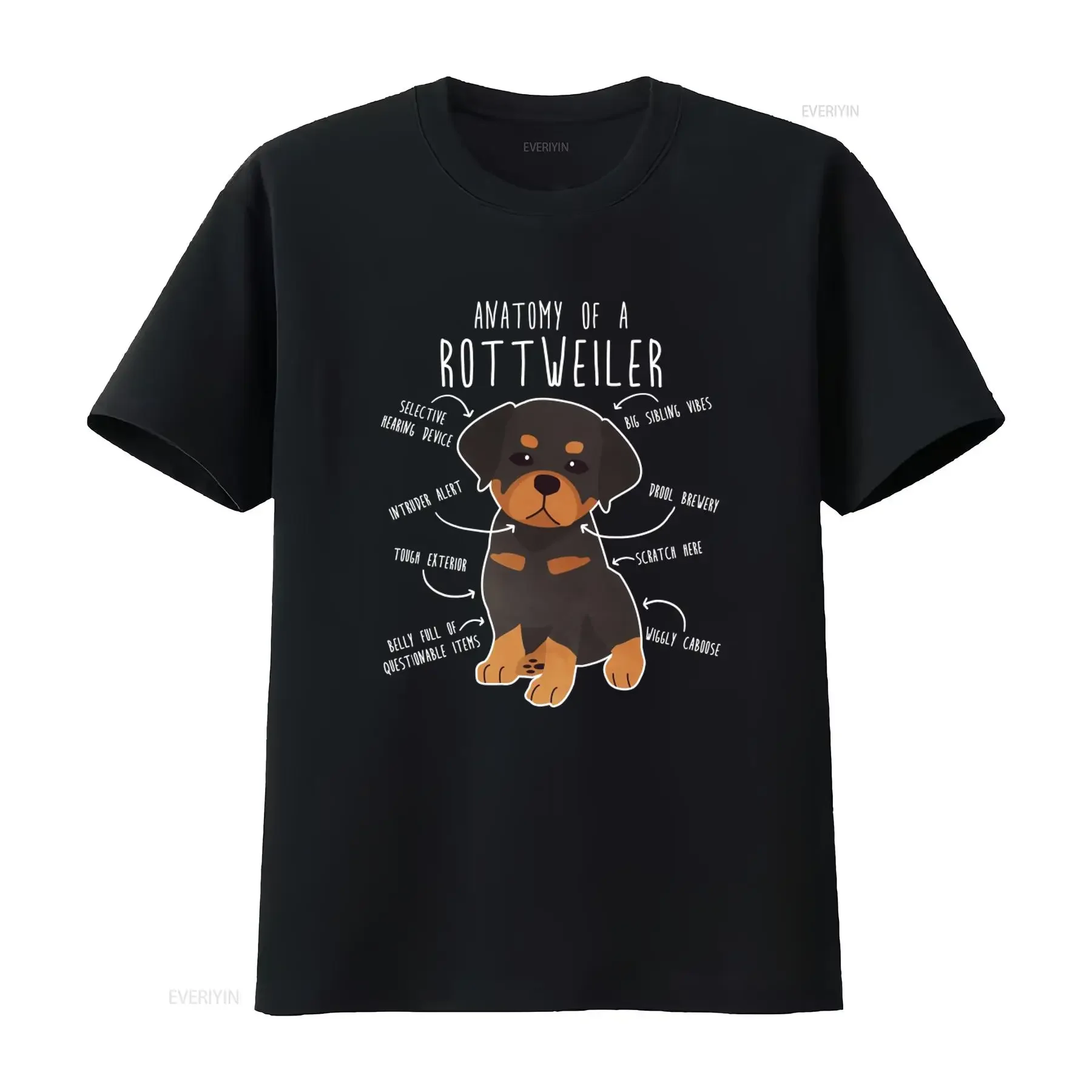 Rottweiler Anatomy T Shirt Funny Dog Lover Cute Rotty Pet Mom Dad For Him Her Big Sibling Vibe vintage Washed Breathable