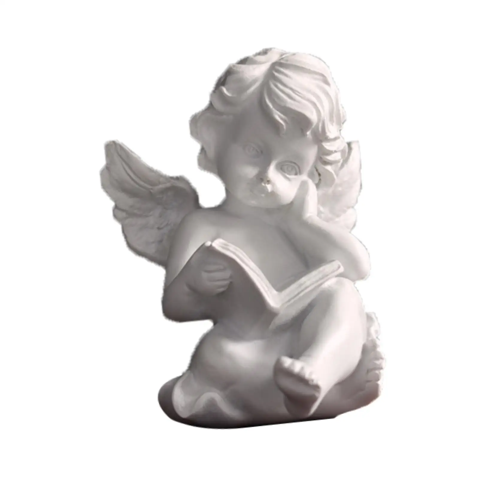 Angel Statue Resin Cherub Ornament Creative Statue Figurine Craft Artwork Collectible Sculpture for Bookshelf Home Office