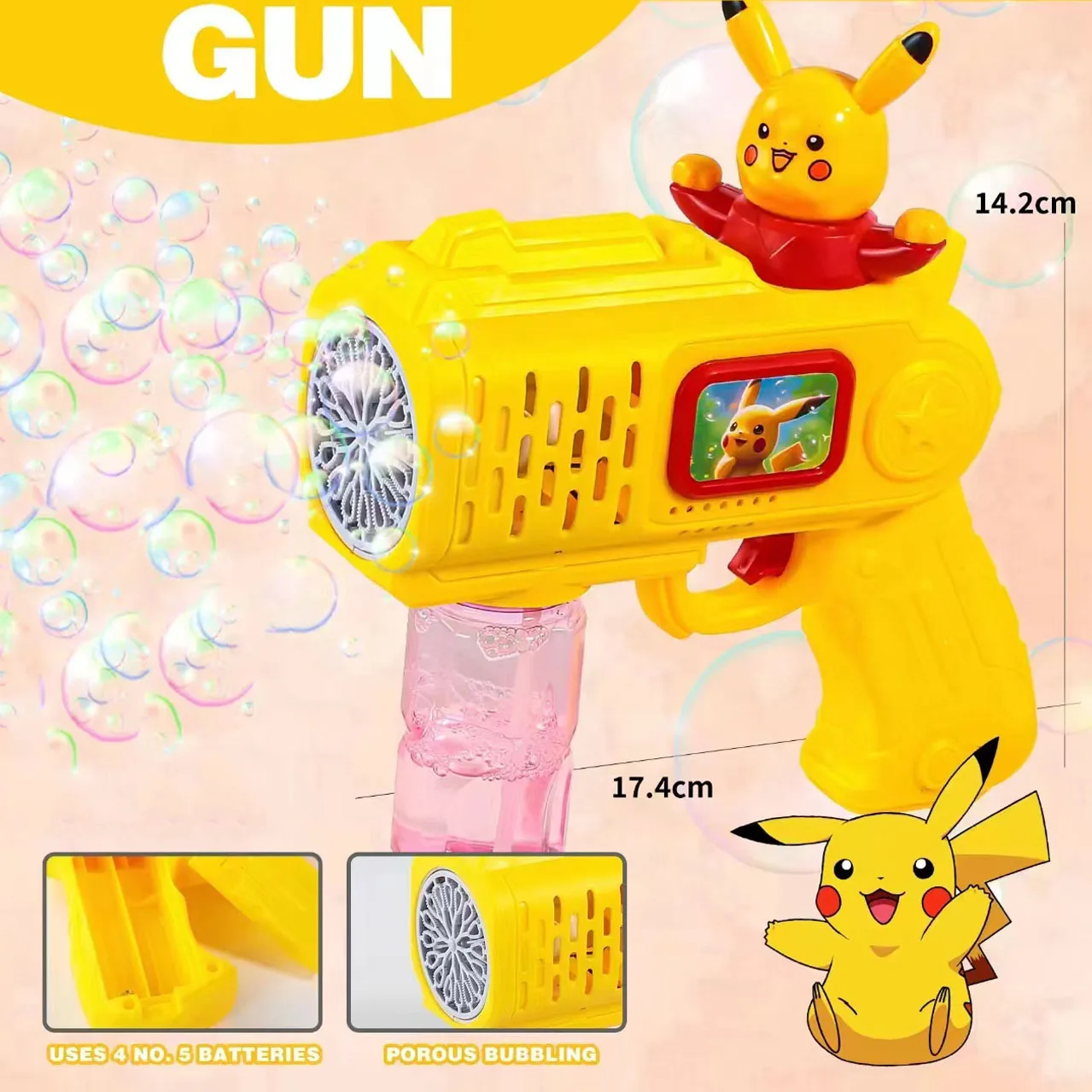 New Hot Stitch Electric Bubble Gun Toy Bubbles Machine Automatic Soap Blower With Light Outdoor Game Boys And Girls Gift