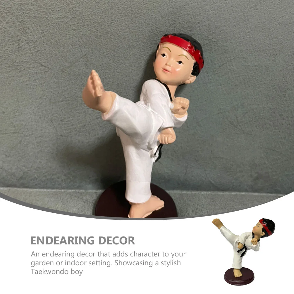 Karate Boy Figurine Mini Kids Resin Adornment Boys Ornament Taekwondo Decor Birthday Cake