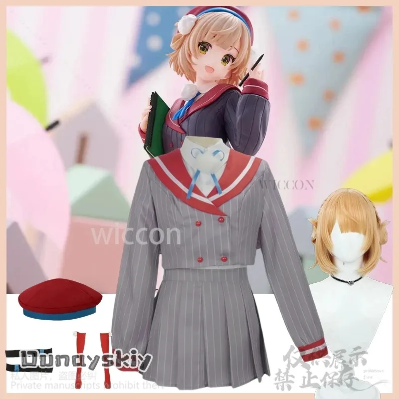 

XT8Hololive Vtuber Youtuber Cosplay Shigure Ui Anime Costume Kawaii Uniform JK School Uniform Dress Lolita Hat Wigs Cos DisXT6@!