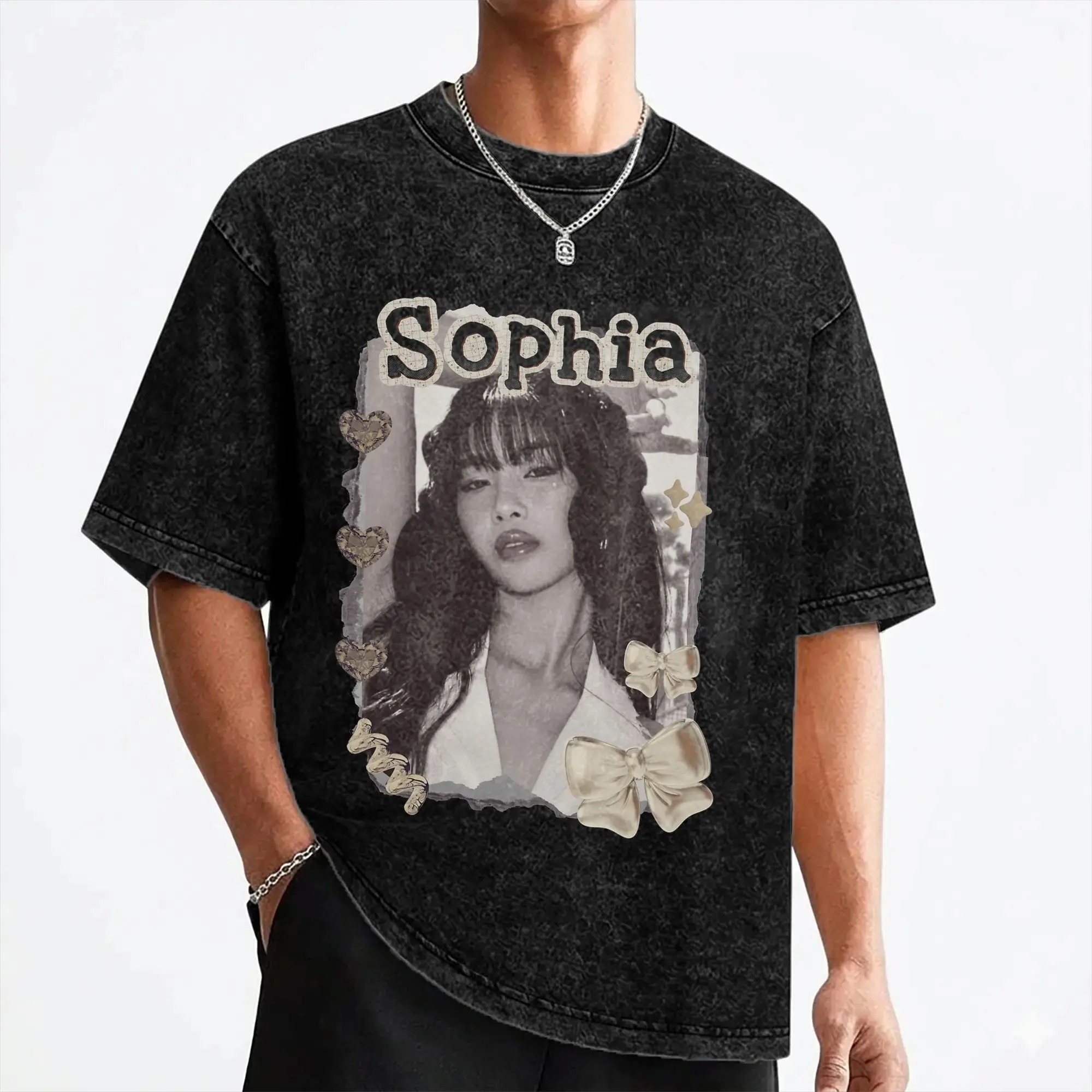 Katseyes Sophia Kpop Girl Group T Shirts Washed Short Sleeve Oversize T-Shirt  Novelty for Men Women Streetwear Summer Tees