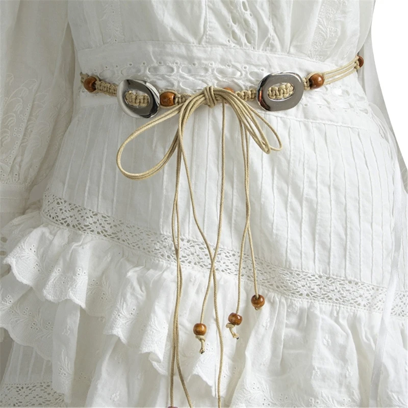 Hot Girl Cowgirl Waistband Western Woven Beads Tie Belt with Woven Tie Belt Cowgirl Girls Waistband