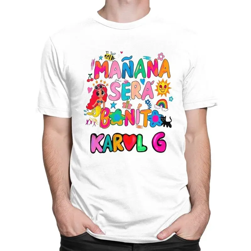 Custom Classic Karol G Manana Sera Bonito T Shirts Men Short Sleeve T-shirts Streetwear Tee 100% Cotton Slim Fit Tshirt Gift