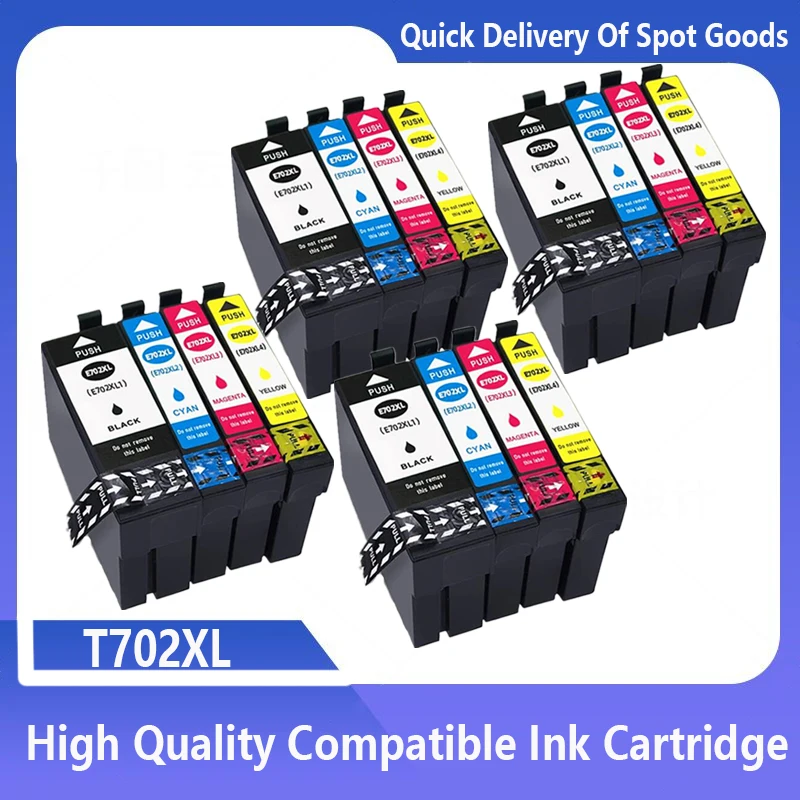 

T702 Compatible for Epson 702XL ink cartridge 702 XL T702 ink cartridge for EPSON WorkForce Pro WF-3720 WF-3725 DWF printer