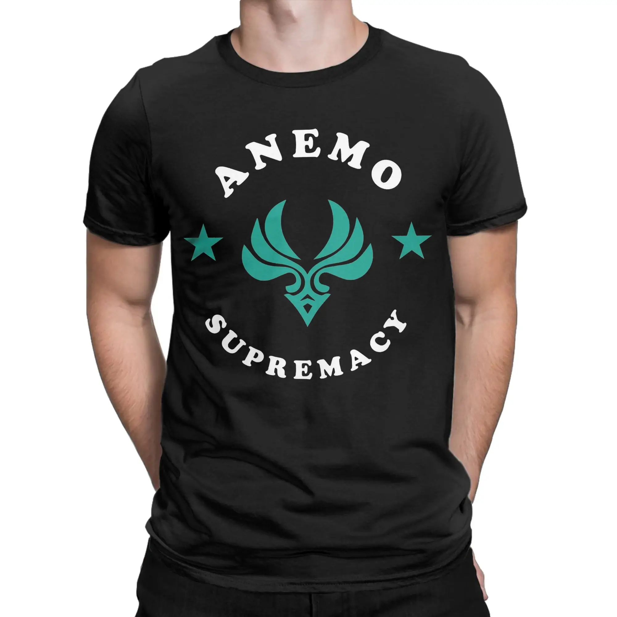 Men Women's Anemo Crystalfly Game T Shirts Genshin Impact Pure Cotton Clothing Casual Short Sleeve Round Neck Tees Gift T-Shirts