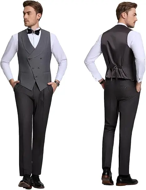 Custom Luxury Slim Fit Man Suit Elegant Tuxedo 3-Piece Blazer Vest Pants Set for Wedding Evening Party Long Tail Coat