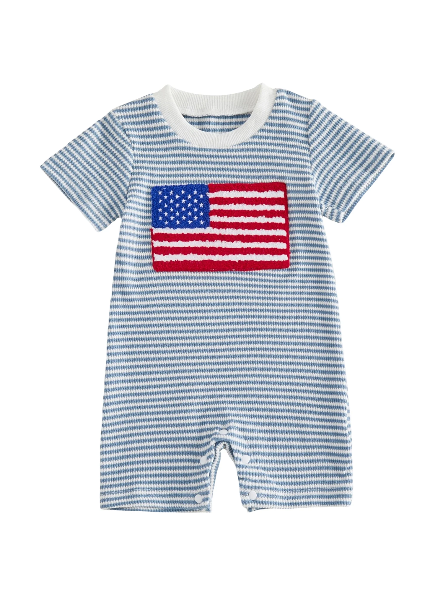 

Комбинезон для маленьких мальчиков на 4-е июля, полосатый комбинезон с короткими рукавами и вышивкой американского флага, наряд на День независимости