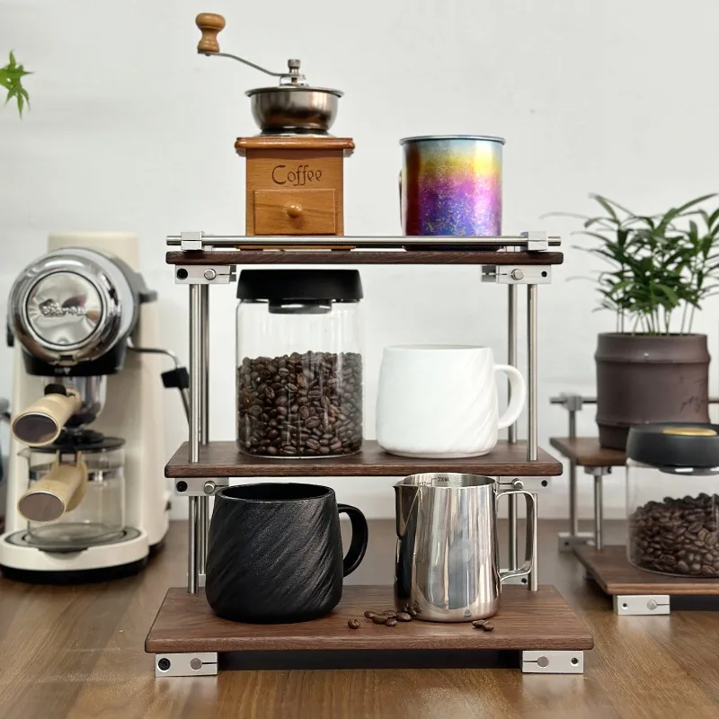 North American Black Walnut Ladder Multi-tier Desktop Storage Rack Solid Wood Display Stand for Coffee Mugs Perfume Table Decor