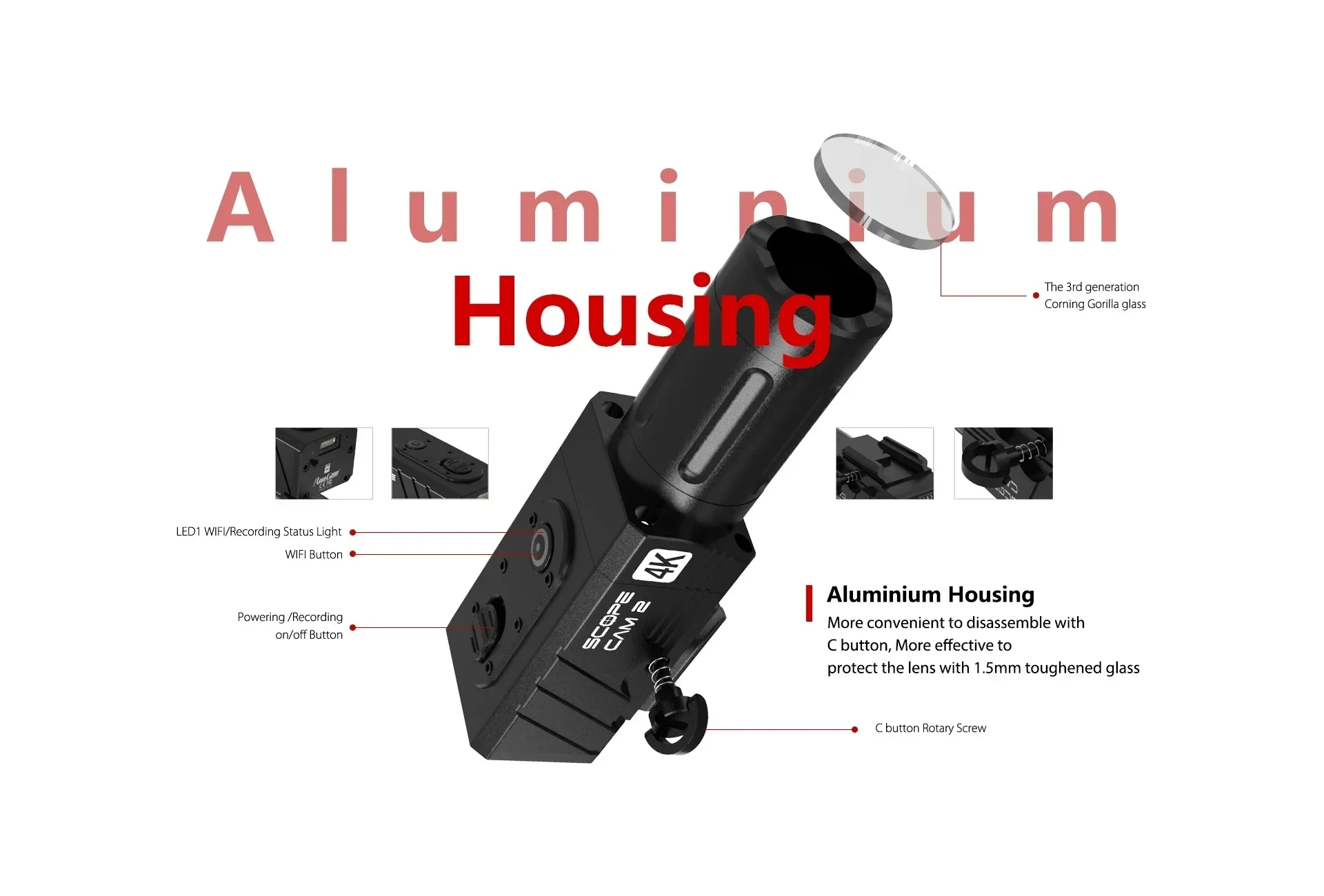 RunCam Scope Cam 2 4K Airsoft Camera Digitale Zoom Aangepaste Crosshairs IP64 Paintball Waterdichte APP 1400 mAh 128G Scopecam