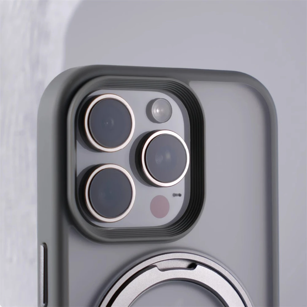 360 °   Obrotowy metalowy uchwyt pierścieniowy Magnetyczne etui zderzakowe do iPhone'a 16 Pro Max 15 14 13 Do bezprzewodowego ładowania Magsafe Wstrząsoodporna osłona — zdjęcie produktu 4