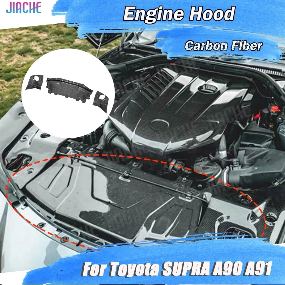 JIACHE Dry Carbon Fiber Car Interior Engine Cover Plate Body Kits For Toyota SUPRA A90 A91 2019+ Car Accessories